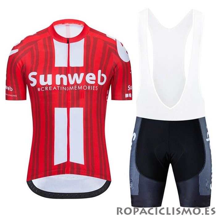 2020 Maillot Sunweb Tirantes Mangas Cortas Rojo